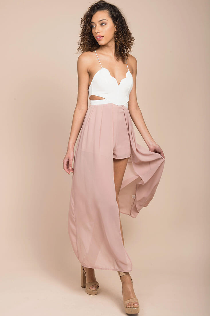 Trista Cut Out Maxi Romper White by Selfie Leslie