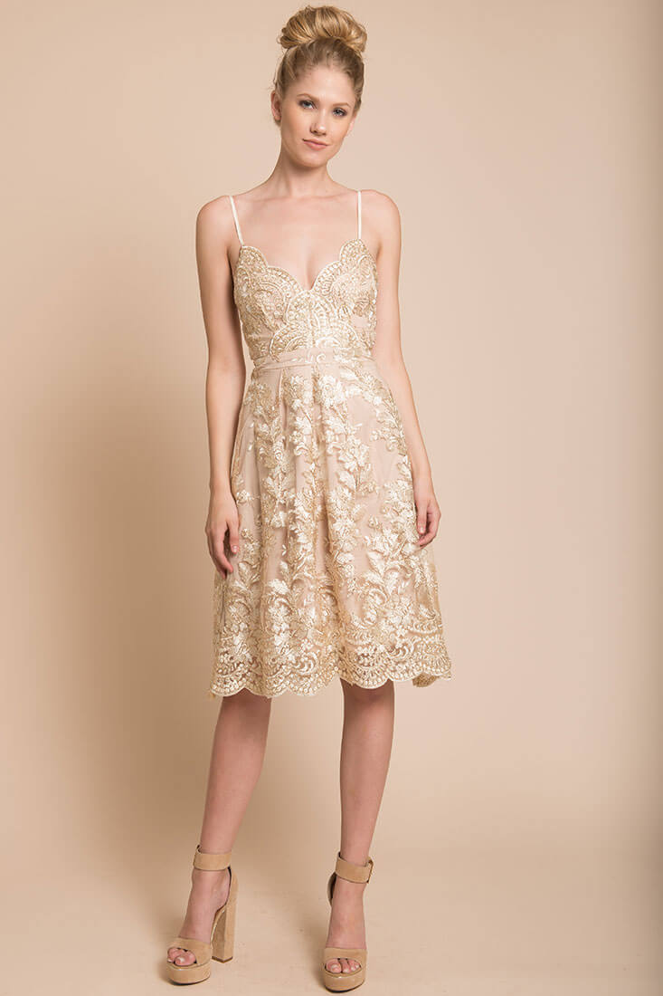Delilah Lace Dress Beige by Selfie Leslie
