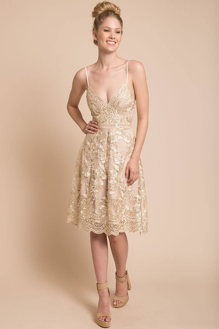 Delilah Lace Dress Beige by Selfie Leslie