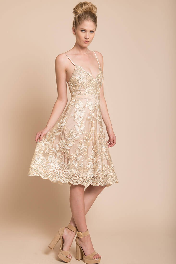 Delilah Lace Dress Beige by Selfie Leslie