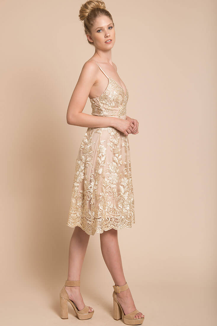 Delilah Lace Dress Beige by Selfie Leslie