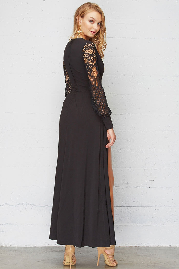 Long Sleeve Black Maxi Romper Dress Pretty Lavish Long Sleeve