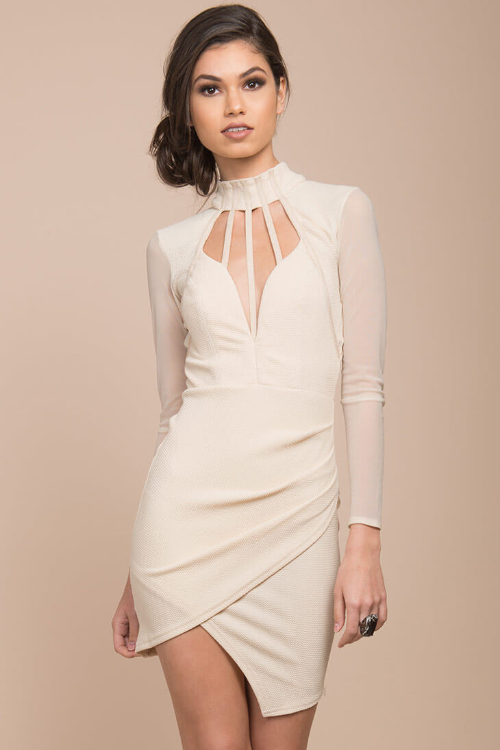 Misha Bodycon Dress Beige by Selfie Leslie