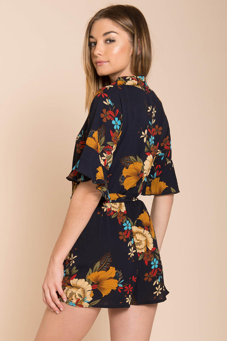 Abril Floral Romper Navy by Selfie Leslie