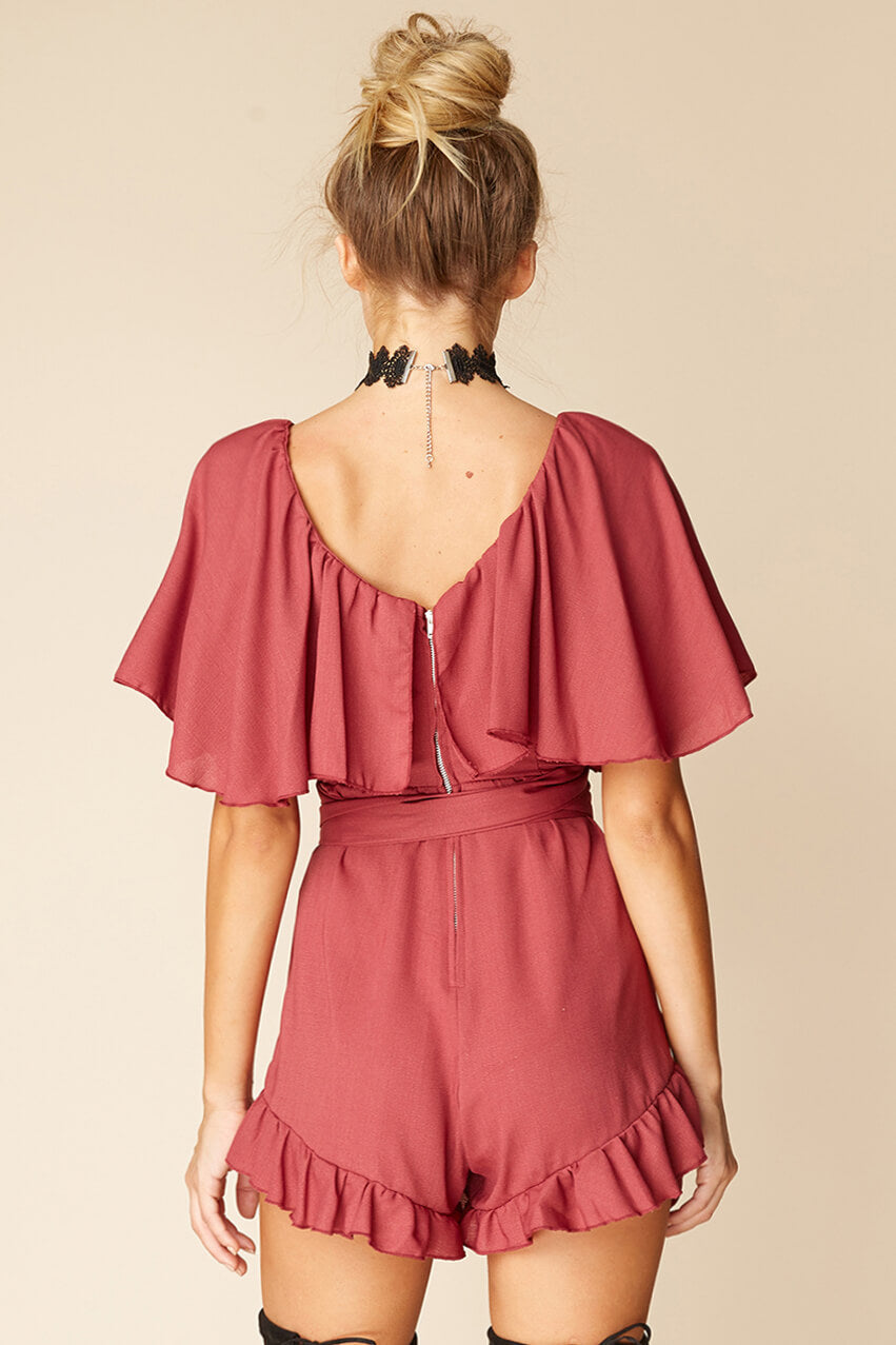 Shelly Ruffled Cut Out Romper by Selfie Leslie