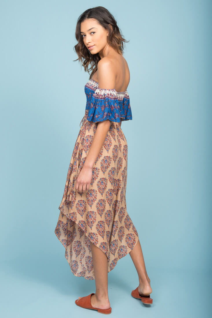 Brooke Off The Shoulder Maxi Romper Tan by Selfie Leslie