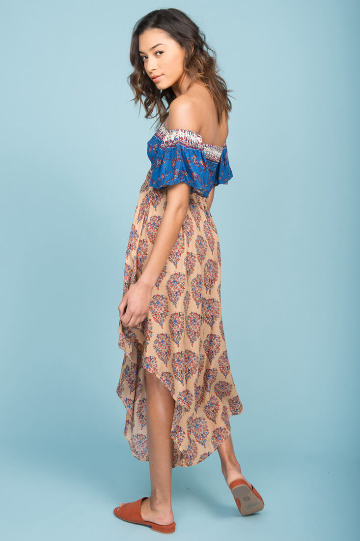 Brooke Off The Shoulder Maxi Romper Tan by Selfie Leslie