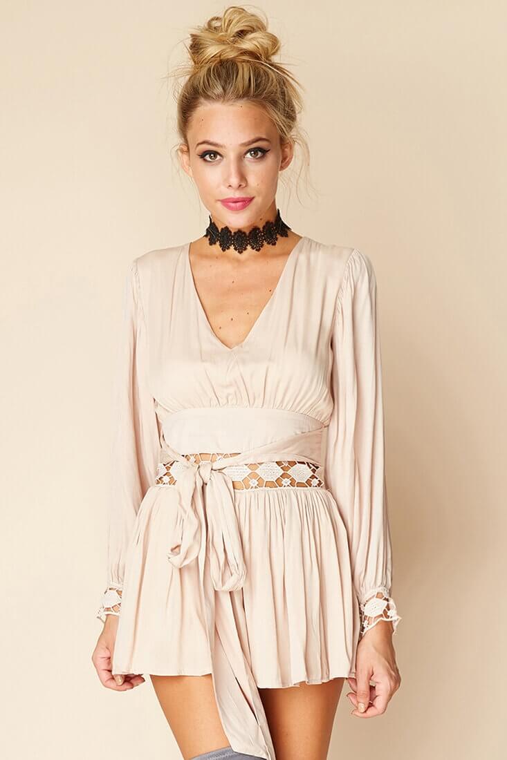 Samantha Boho Romper Beige by Selfie Leslie