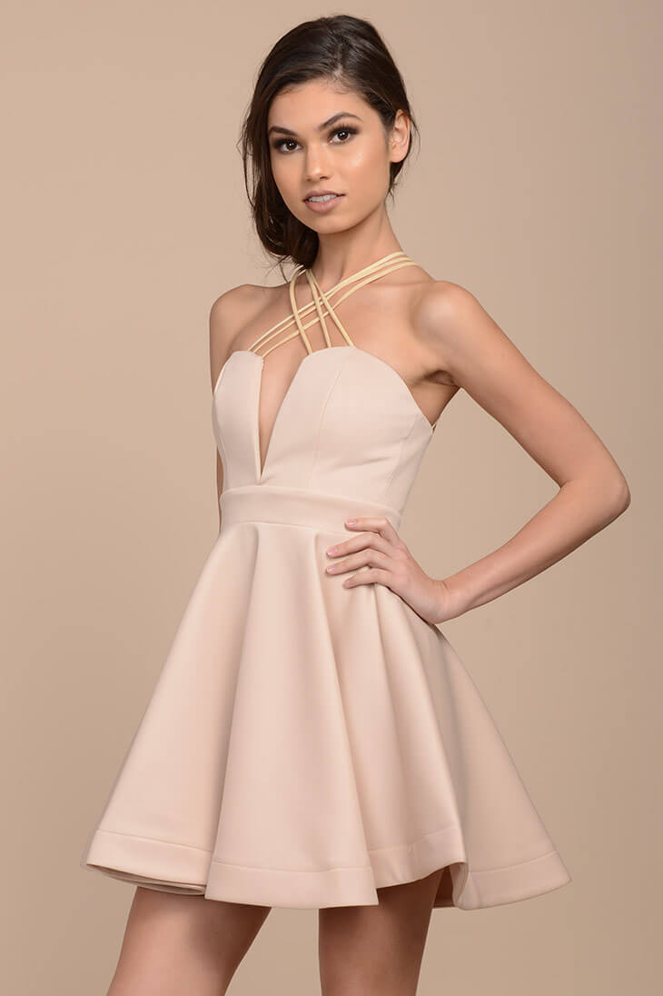 Karrin Fit and Flare Dress Nude by Selfie Leslie