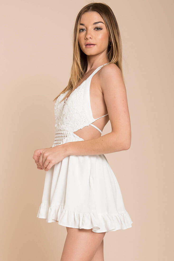 Kensington Crochet Romper White by Selfie Leslie