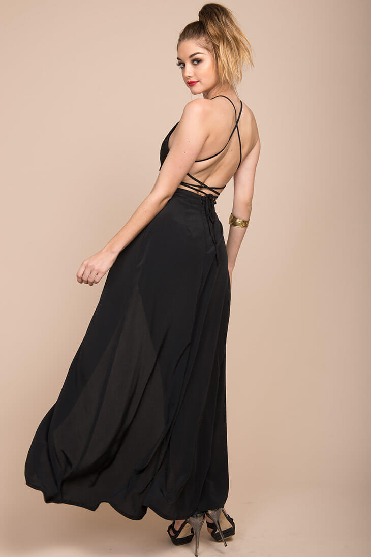 Bella Classy Maxi Romper Black by Selfie Leslie