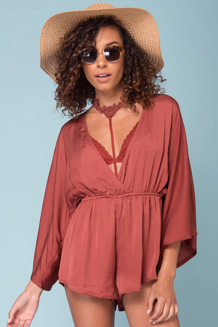 Zaylee Cute Casual Romper Brick by Selfie Leslie