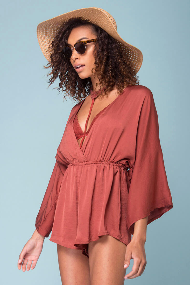 Zaylee Cute Casual Romper Brick by Selfie Leslie