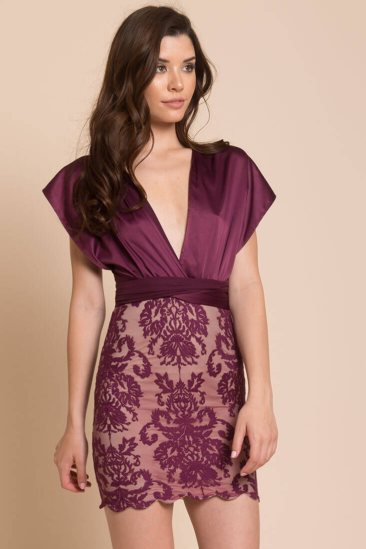 Kinsley Cross Back Dress Plum by Selfie Leslie