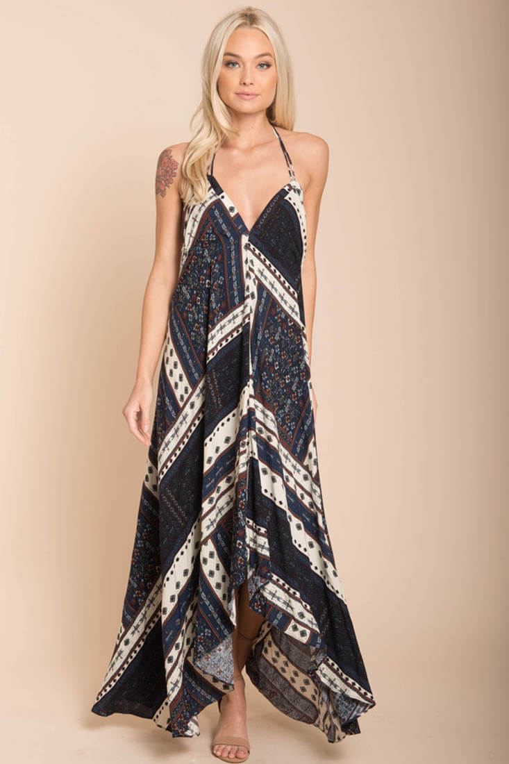 Romani Fall Maxi Dress Navy by Selfie Leslie