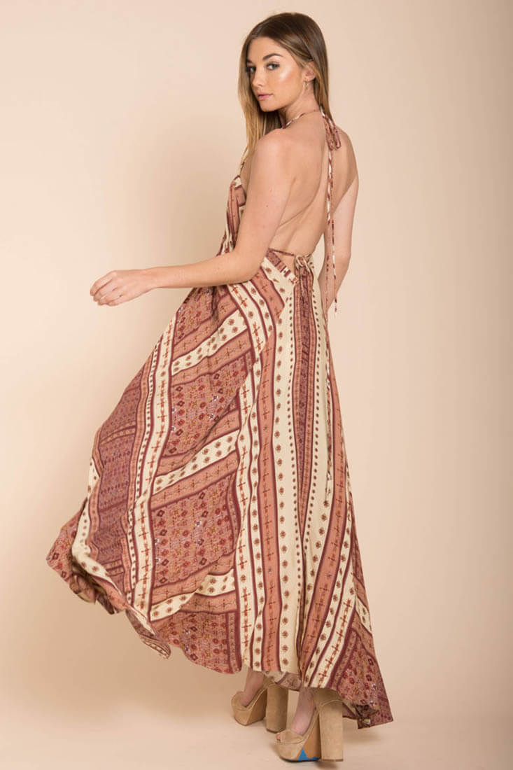 Romani Fall Maxi Dress Rust by Selfie Leslie