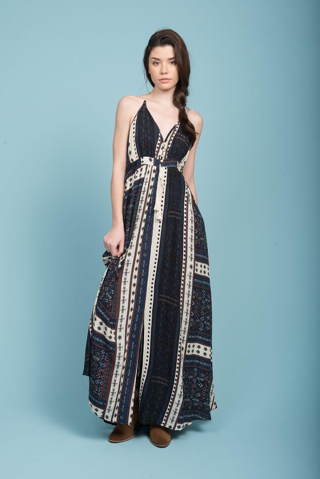 Romani Open Back Maxi Dress Navy by Selfie Leslie