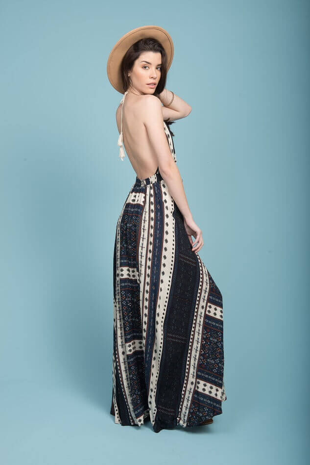Romani Open Back Maxi Dress Navy by Selfie Leslie