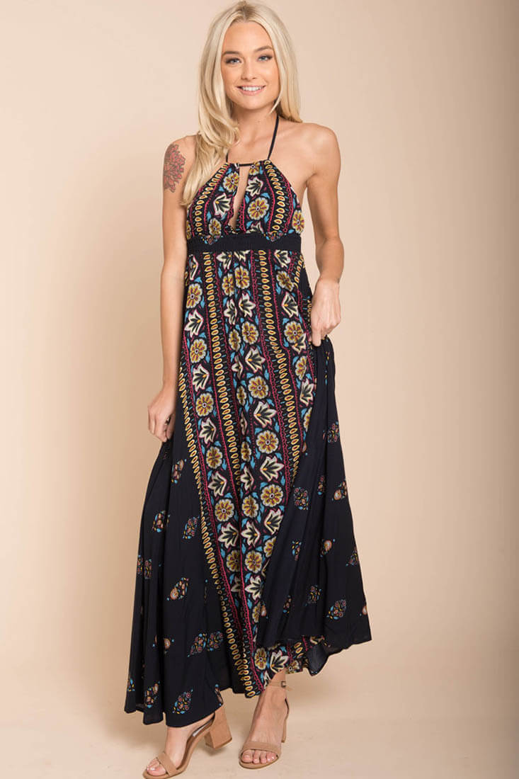 Shaylene Brunch Maxi Dress Navy by Selfie Leslie