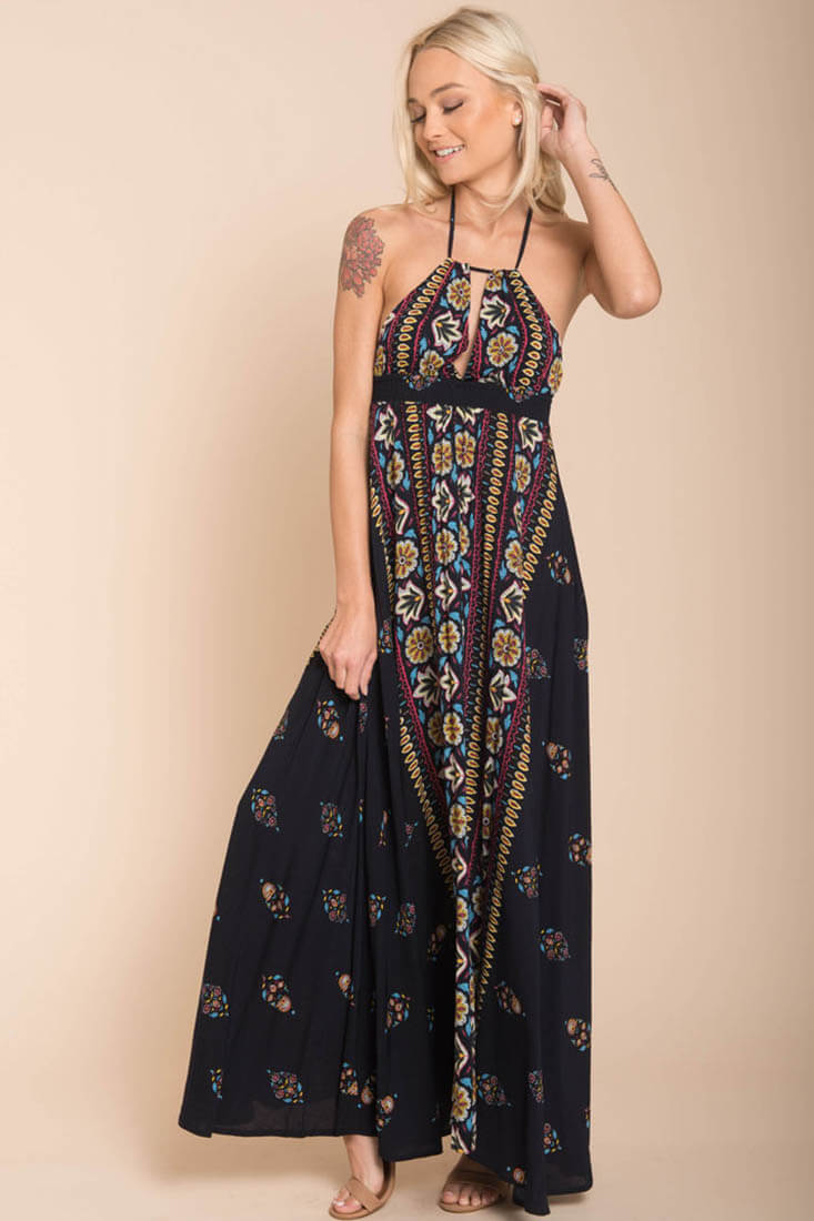 Shaylene Brunch Maxi Dress Navy by Selfie Leslie