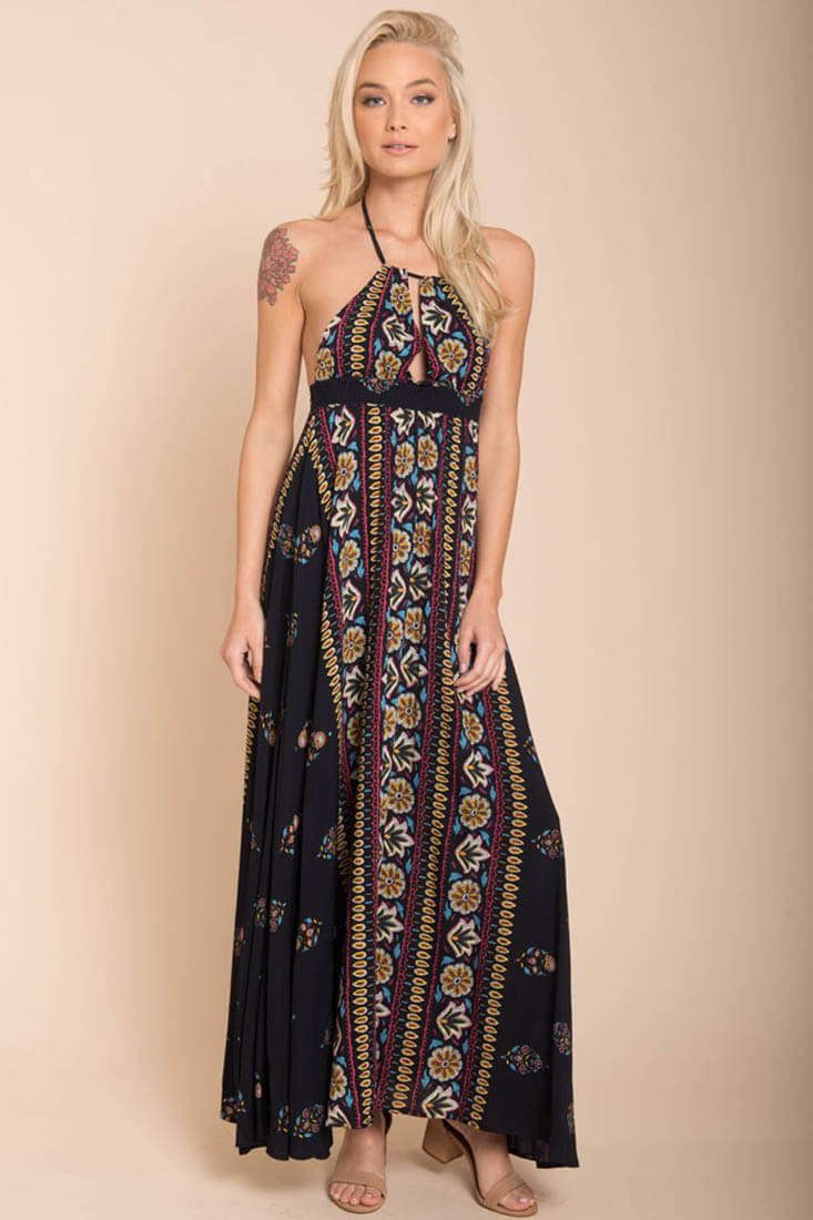 Shaylene Brunch Maxi Dress Navy by Selfie Leslie