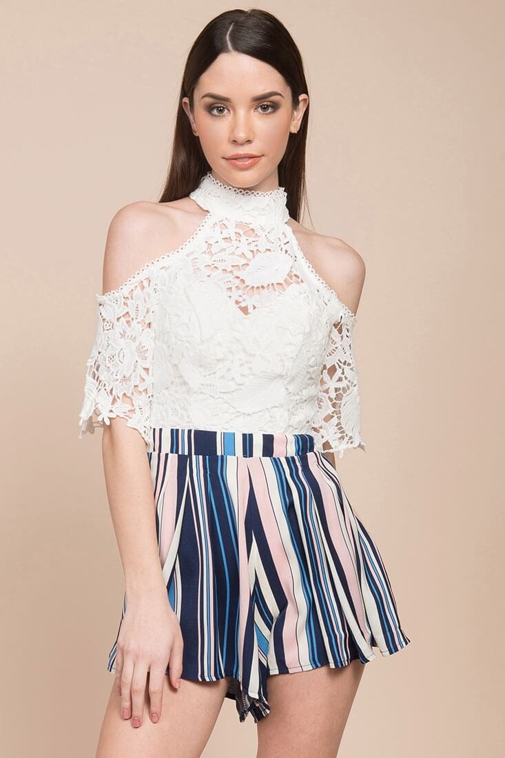 Alia Halter Top Romper White by Selfie Leslie