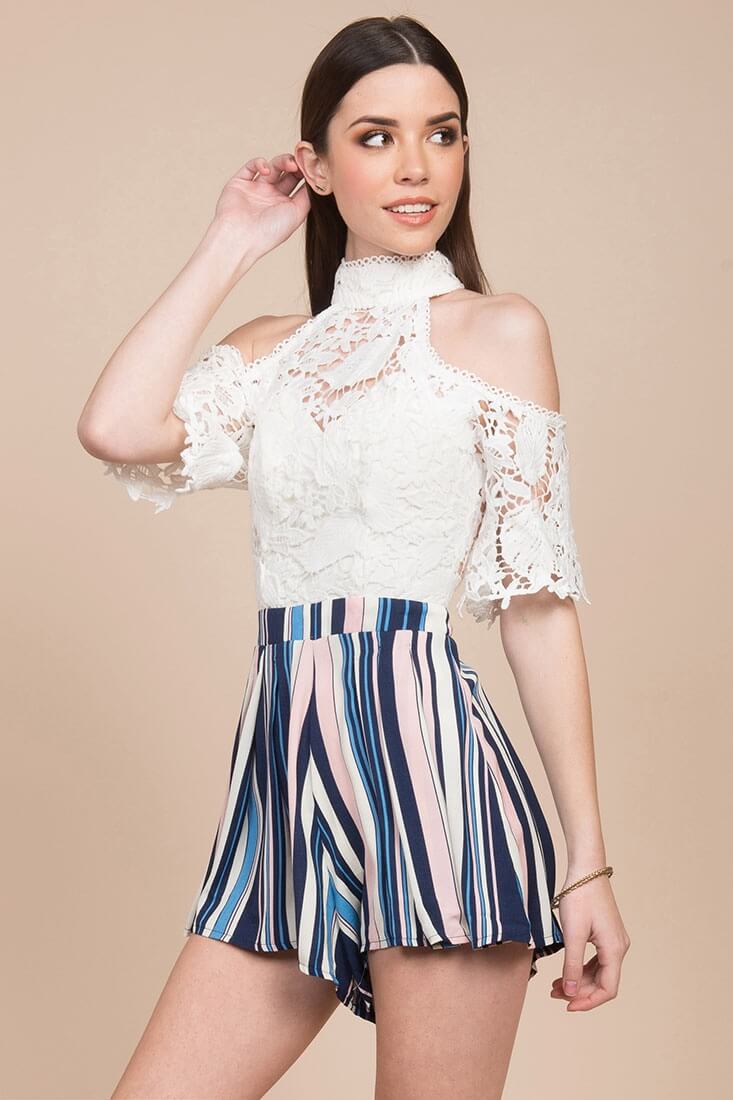 Alia Halter Top Romper White by Selfie Leslie