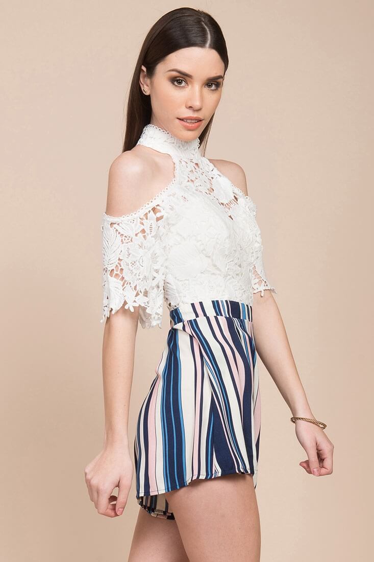 Alia Halter Top Romper White by Selfie Leslie