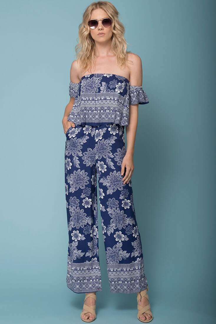 Clover Boho Floral Print Jumpsuit by Selfie Leslie