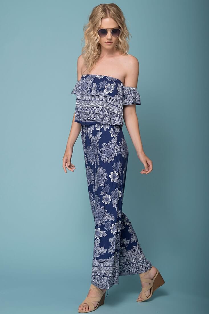 Clover Boho Floral Print Jumpsuit by Selfie Leslie