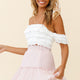 Alexi Mini Skirt Frill Trim Crepe Texture Baby Pink