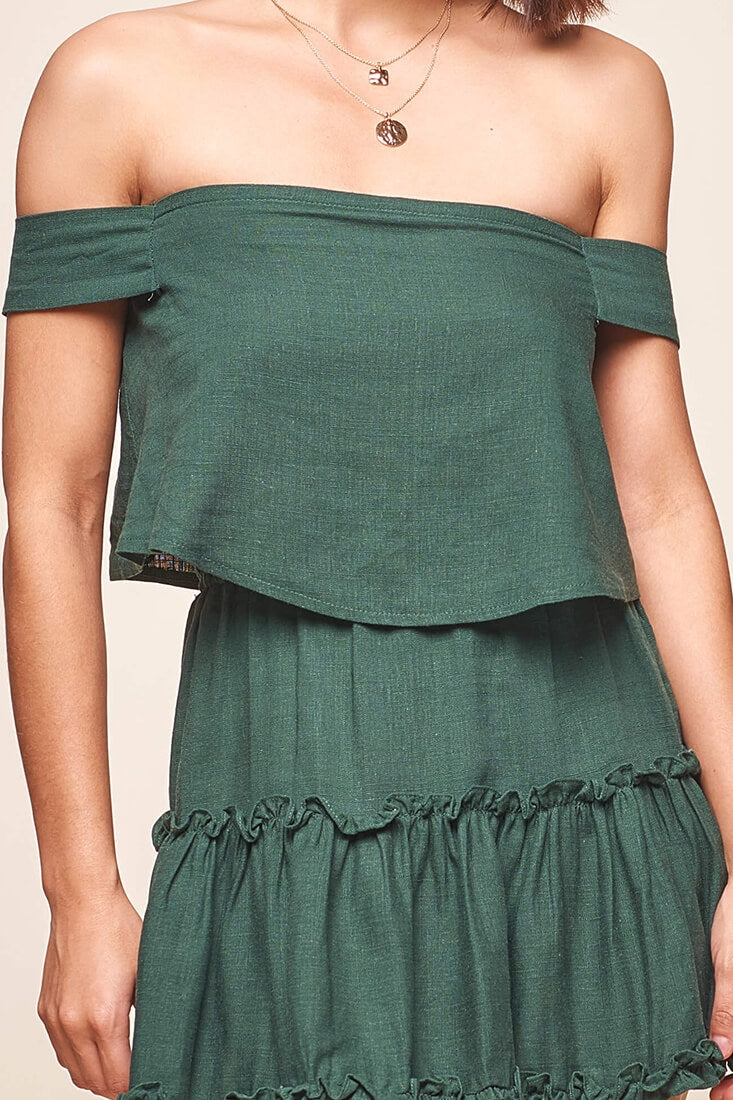 Alexi Off The Shoulder Top Forest Green by Selfie Leslie