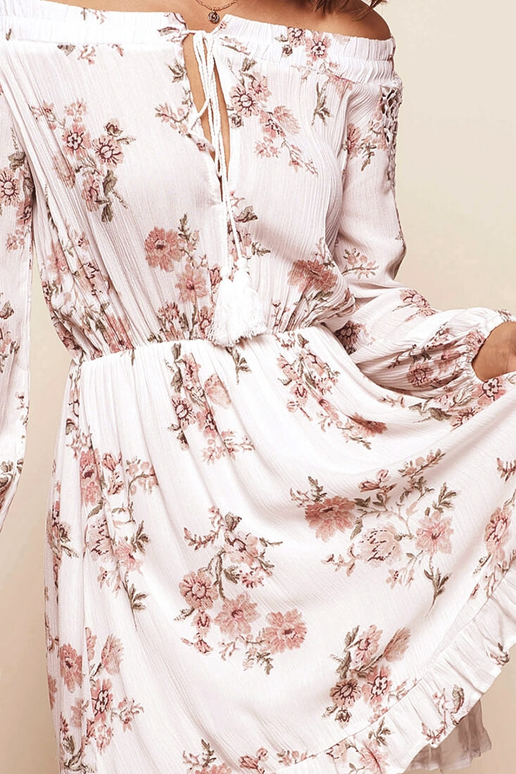 Fifi Off-Shoulder Floral Dress White by Selfie Leslie