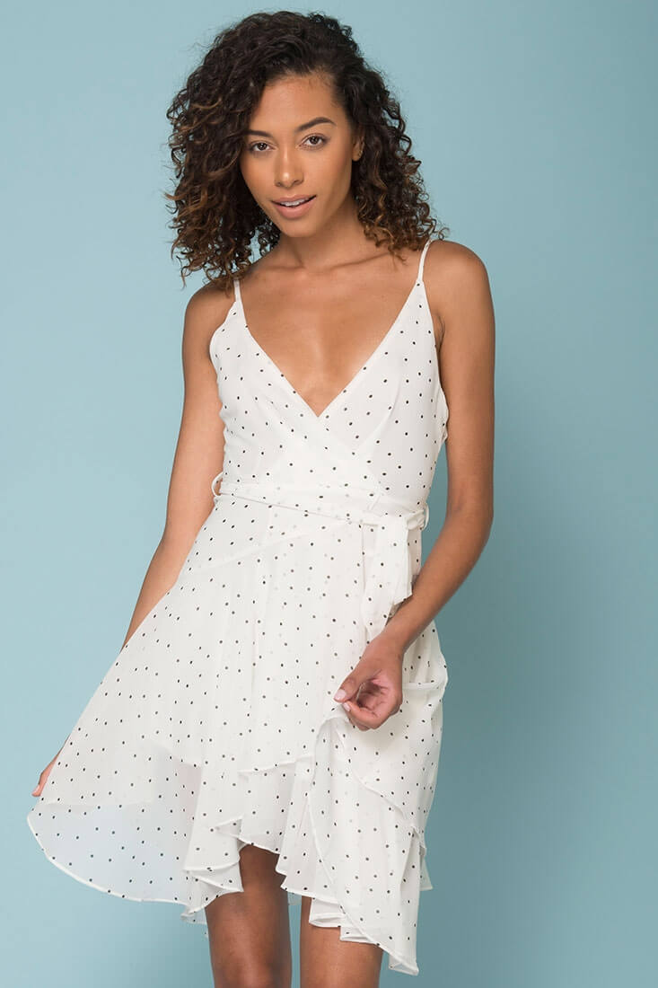 Miah Tied Waist Dress White by Selfie Leslie