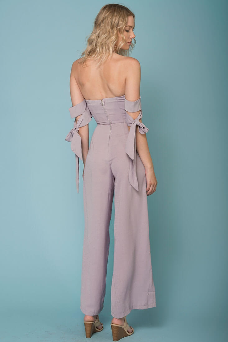 Kyndall Off The Shoulder Tube Top Jumpsuit Grey by Selfie Leslie