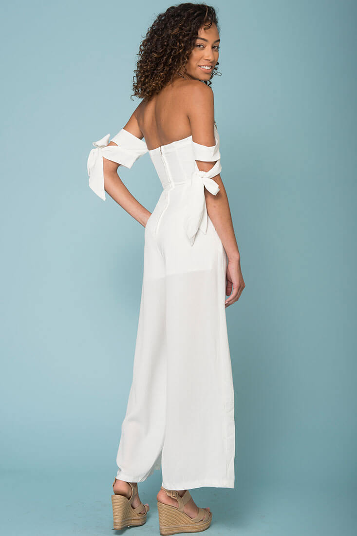 Kyndall Tube Top Jumpsuit White by Selfie Leslie
