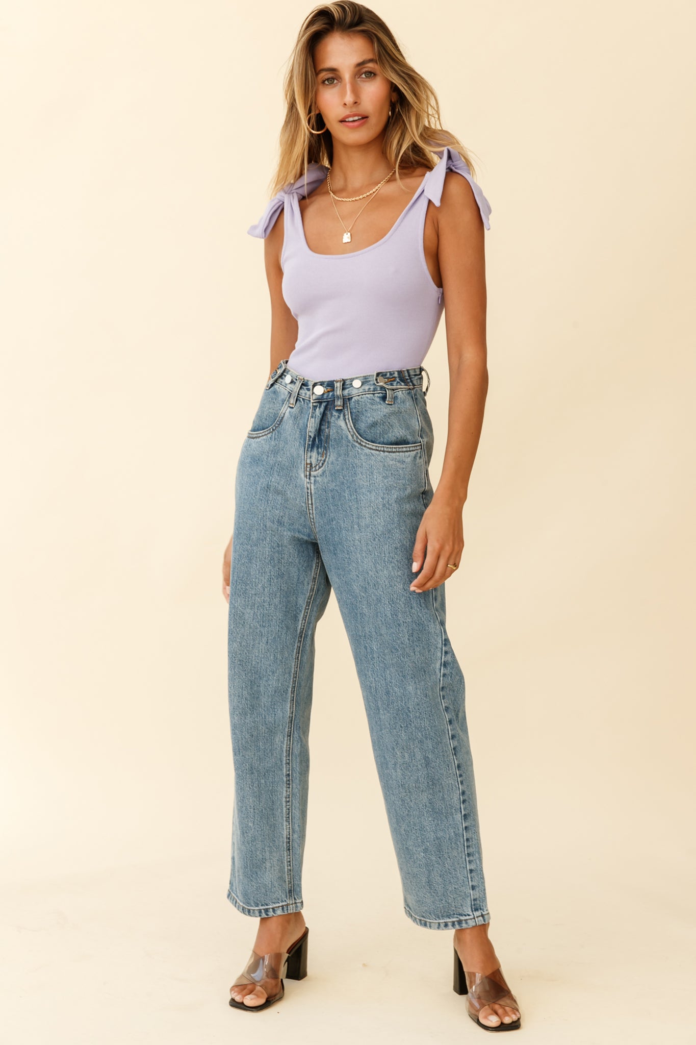 Can't Stop Me Bow Shoulder Bodysuit Lilac by Selfie Leslie