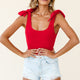 Can't Stop Me Bow Shoulder Bodysuit Red