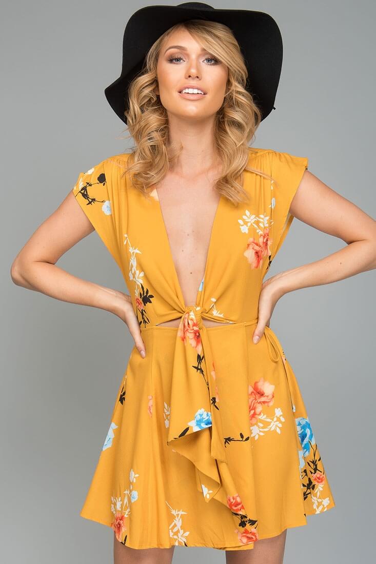 Shop the Lydia Casual Summer Dress Yellow Mustard