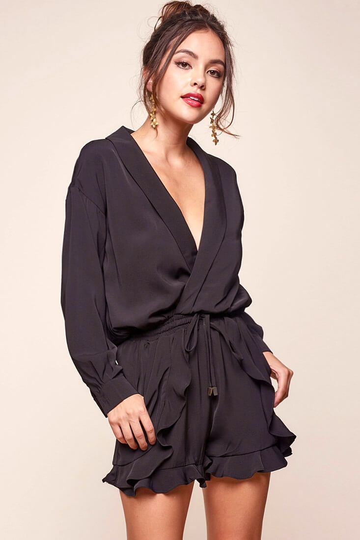 Hayley Classy Tuxedo Romper Black by Selfie Leslie