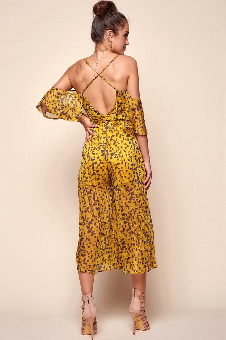 Constance Flowy Summer Jumpsuit Yellow Mustard by Selfie Leslie