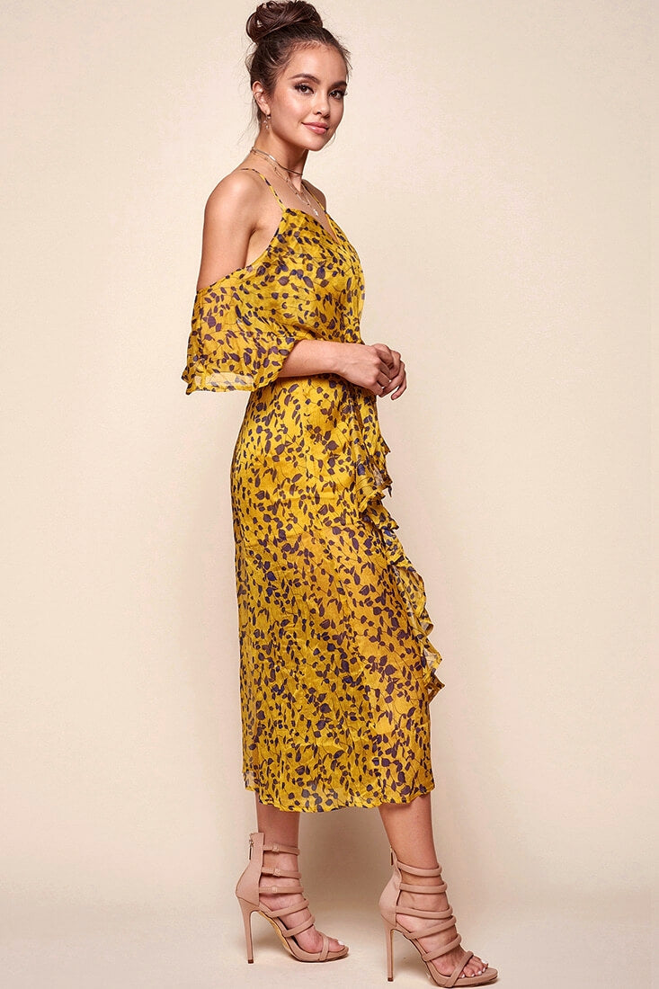 Constance Flowy Summer Jumpsuit Yellow Mustard by Selfie Leslie