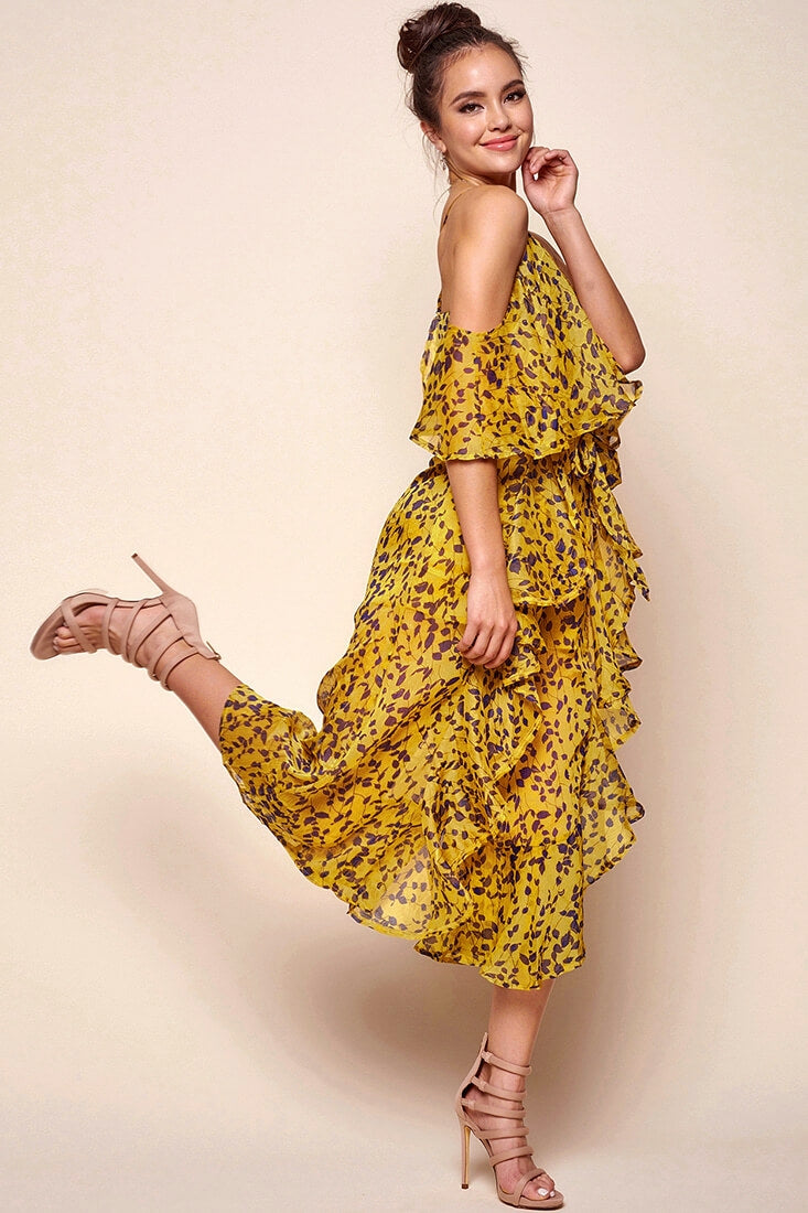 Constance Flowy Summer Jumpsuit Yellow Mustard by Selfie Leslie