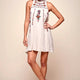Shonda Floral Embroidered Detail Mid-Length Dress Beige