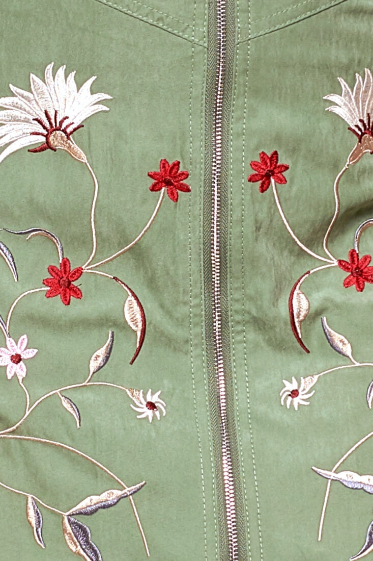 Giovanna Floral Embroidered Mini Skirt Green Sage by Selfie Leslie