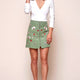 Giovanna Floral Embroidered Mini Skirt Green Sage