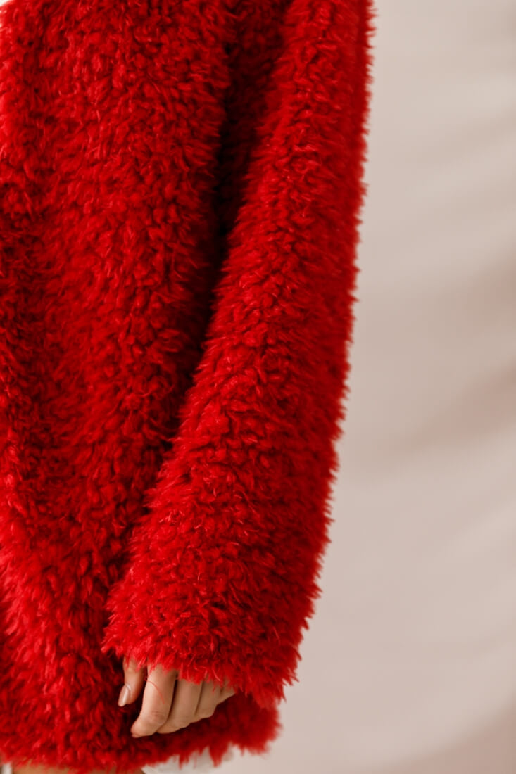 Ronan Fluffy Coat Red by Selfie Leslie