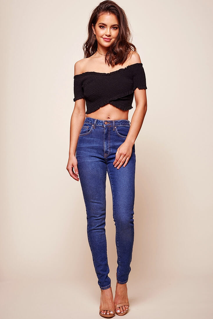Tamieka Crossover Crop Top Black by Selfie Leslie