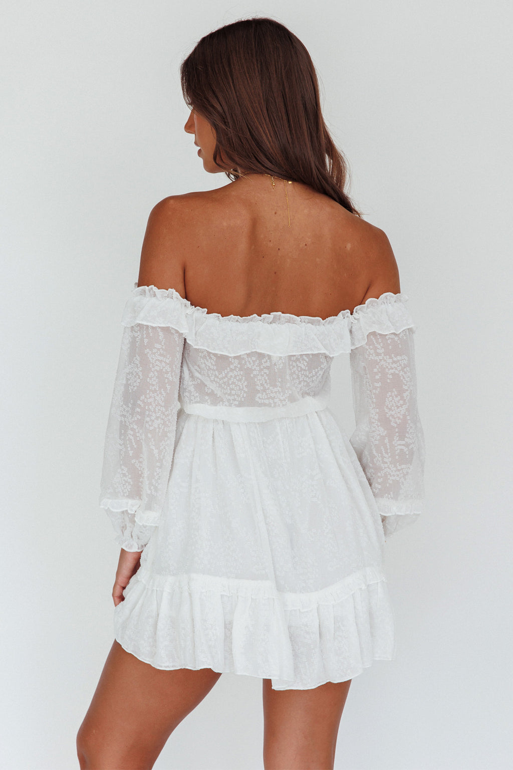 Tracee Bardot Lace Mini Dress White by Selfie Leslie