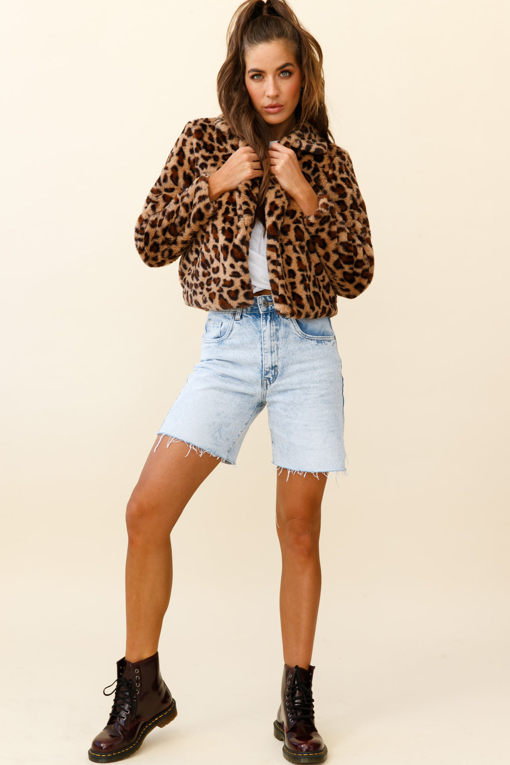 Ohio Faux Fur Leopard Print Jacket Brown by Selfie Leslie